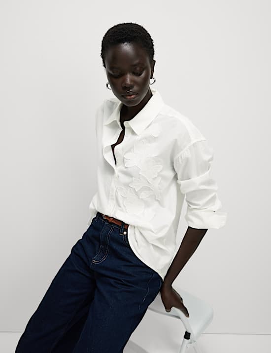 Pure Cotton Applique Button Through Shirt