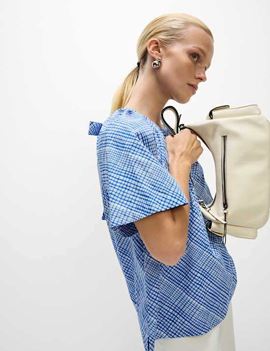 Pure Cotton Tie Back Detailing Blouse