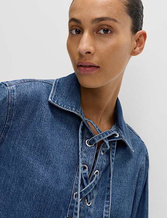 Denim Tie Fastening Blouse