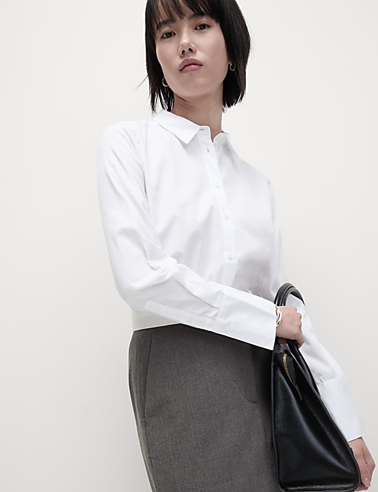 חולצה מכותנה טהורה עם כפתורים לכל האורך