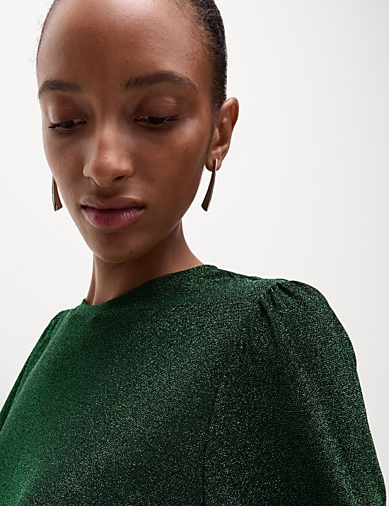 Jersey Sparkly Round Neck Blouse