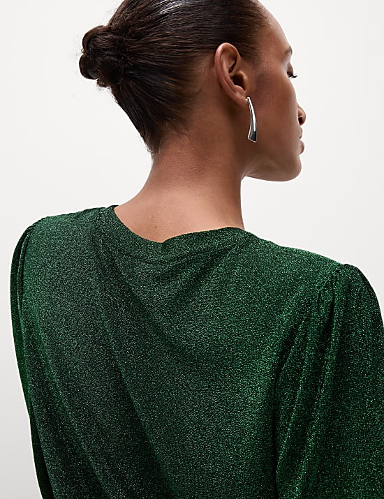 Jersey Sparkly Round Neck Blouse