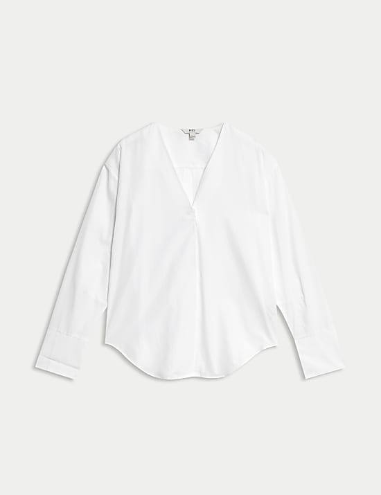 Hemd mit V-Ausschnitt aus reiner Baumwolle