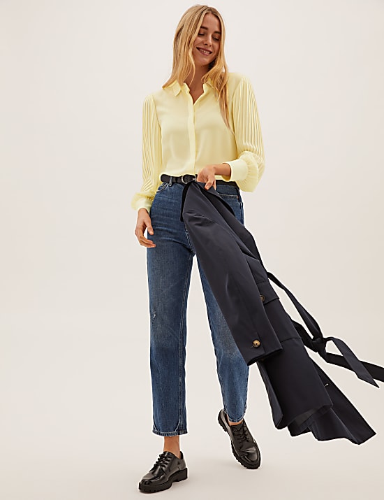 Collared Blouson Sleeve Blouse