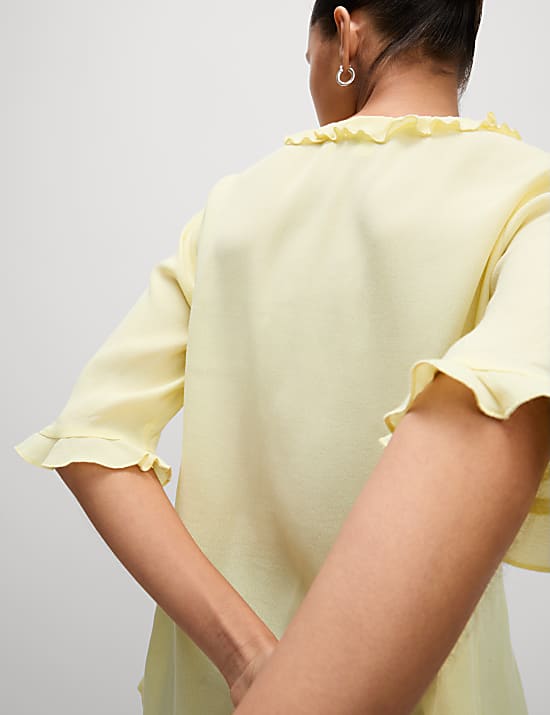 V-Neck Frill Detail Blouse