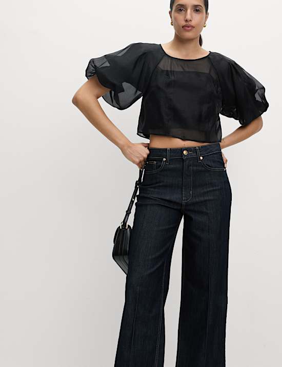 Organza Puff Sleeve Top