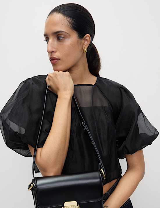 Organza Puff Sleeve Top