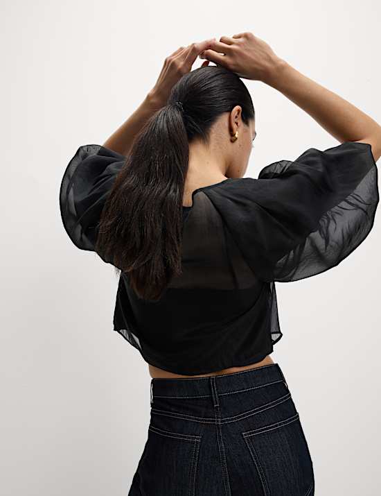 Organza Puff Sleeve Top