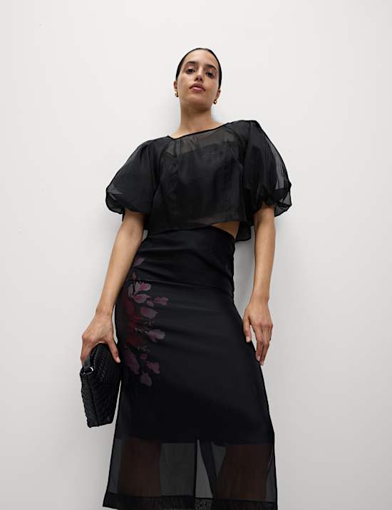 Organza Puff Sleeve Top