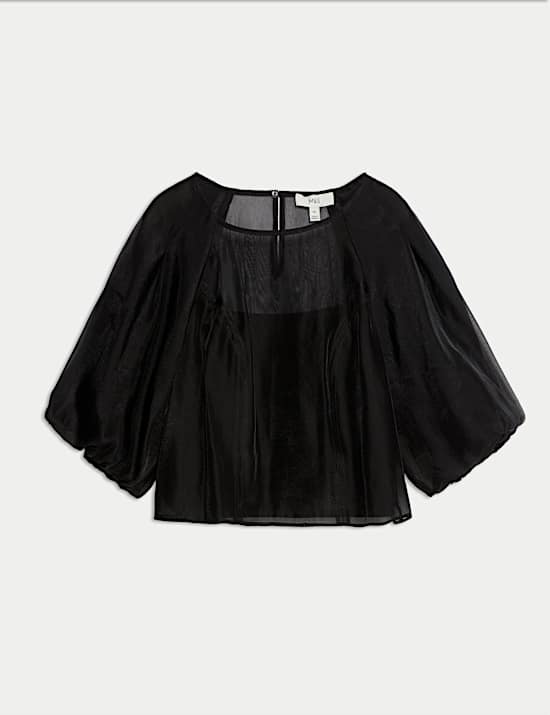 Organza Puff Sleeve Top