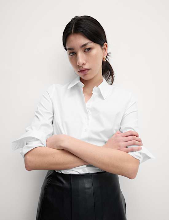 Cotton Rich Fitted Collared Shirt
