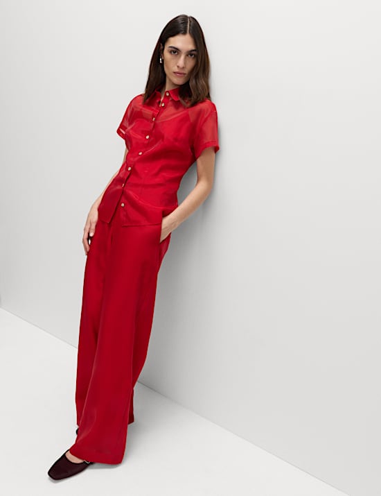 Organza Collared Button Through Shirt