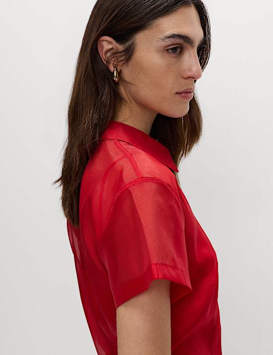 Organza Collared Button Through Shirt