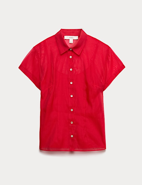 Organza Collared Button Through Shirt