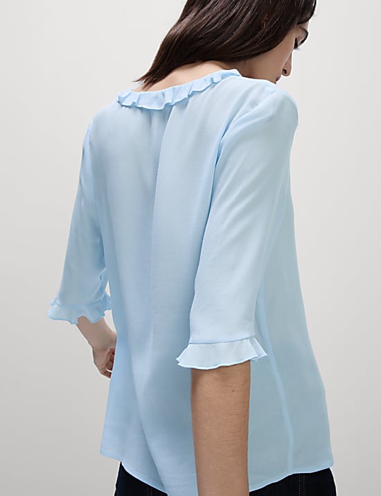 V-Neck Frill Detail Blouse