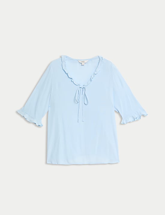 V-Neck Frill Detail Blouse