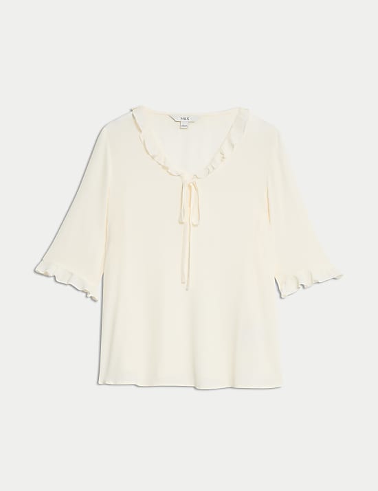 V-Neck Frill Detail Blouse