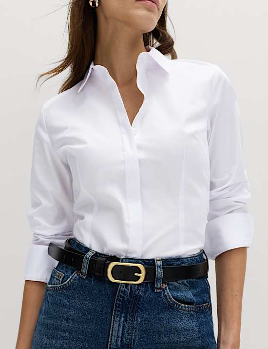 Cotton Rich Collared Fitted Shirt
