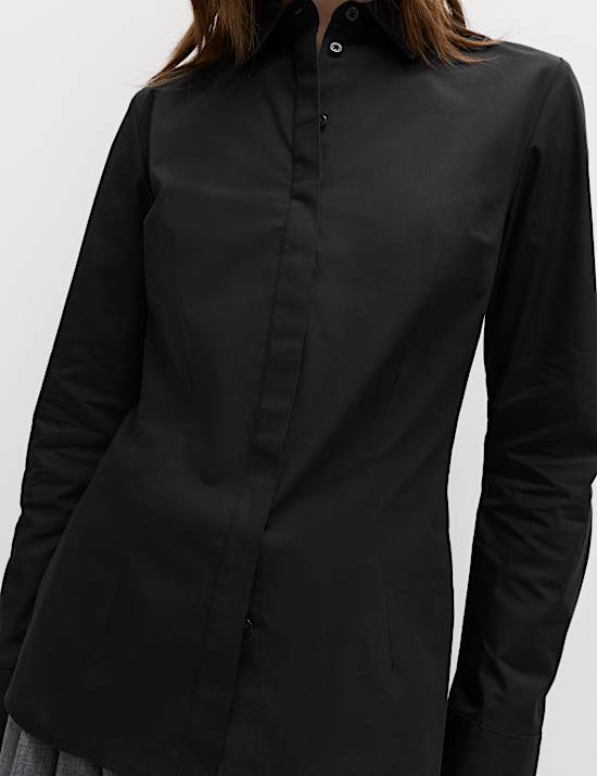 Cotton Rich Collared Fitted Shirt