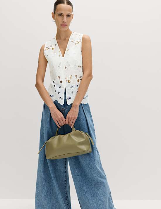 Floral V-neck Cutwork Detail Waistcoat