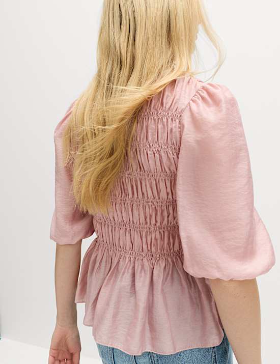 Lyocell Rich Shirred Blouse