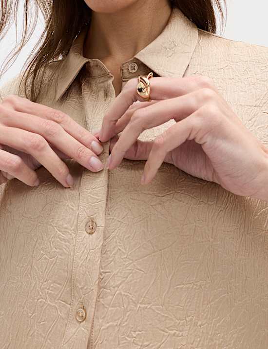 Textured Collared Button Through Shirt