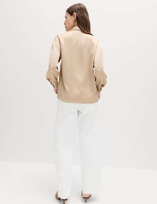Textured Collared Button Through Shirt