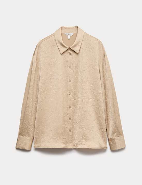 Textured Collared Button Through Shirt