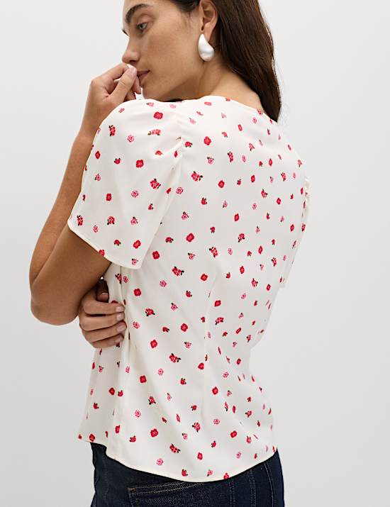 Floral Bow Detail Top