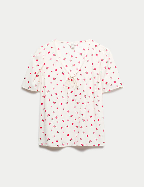 Floral Bow Detail Top