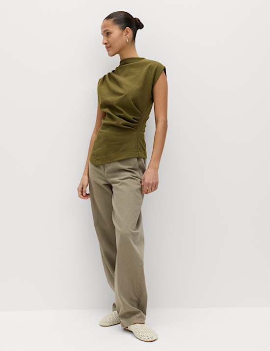 Cotton Rich Drape Sleeveless Top