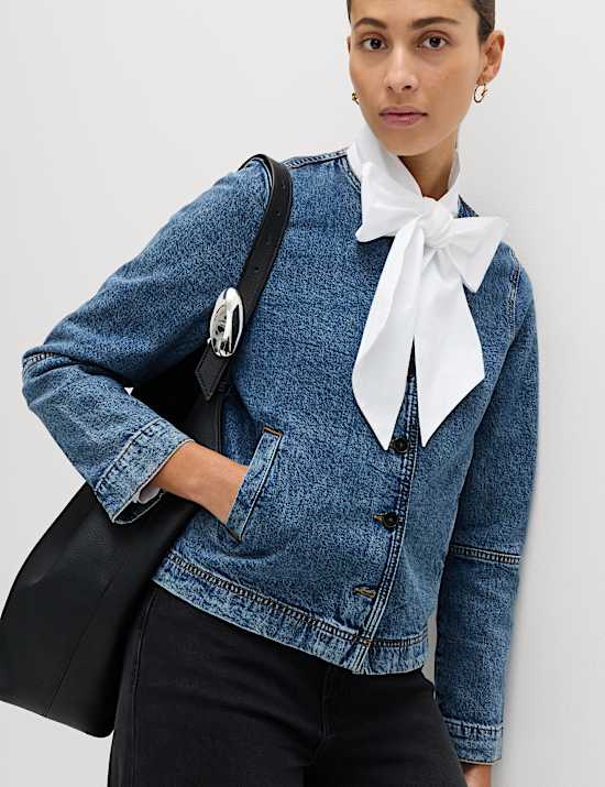 חולצה מכותנה טהורה עם קשירת פפיון בצווארון