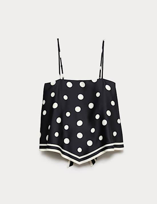 Scarf Style Polka Dot Square Neck Cami Top