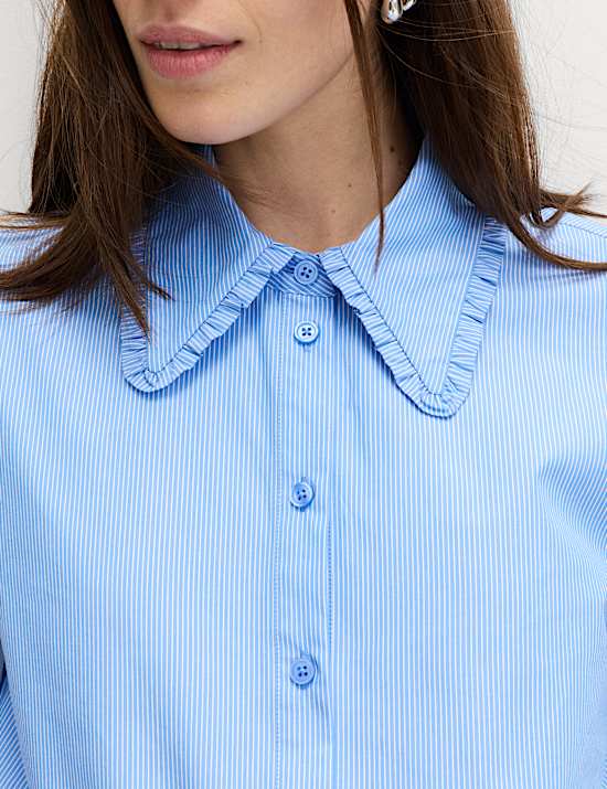 Collared Frill Detail Button Through Shirt