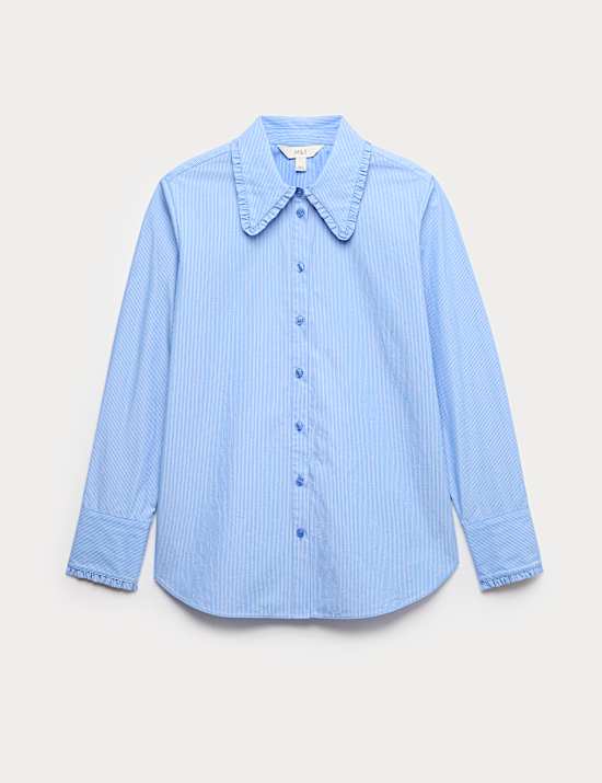 Collared Frill Detail Button Through Shirt