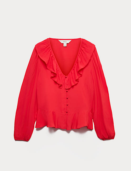 Waisted Ruffle Blouse