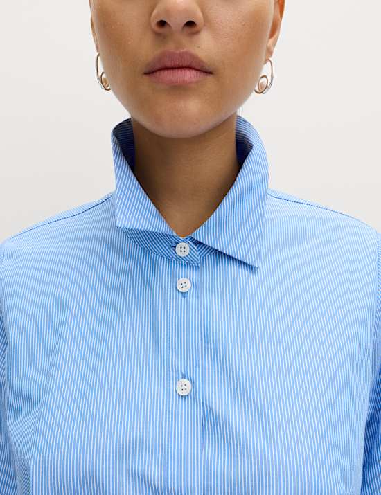 Pure Cotton Striped Button Detail Shirt
