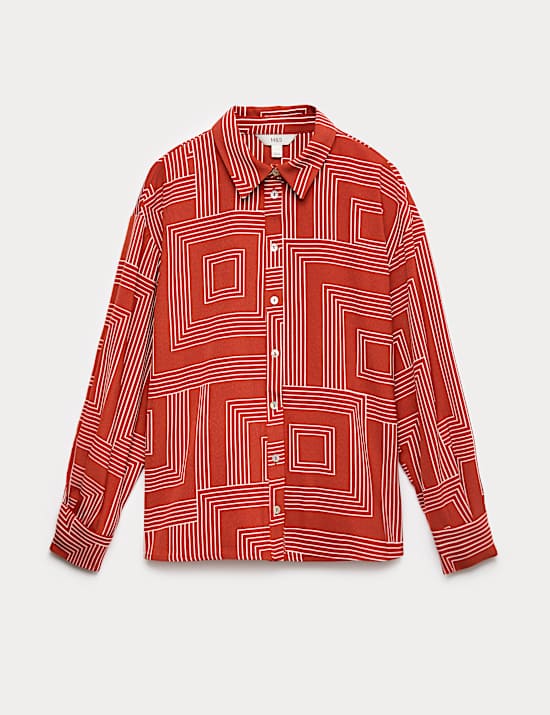 Koszula z kołnierzem w geometryczny wz&oacute;r