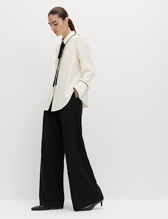 Bow Tie Piped Detail Shirt