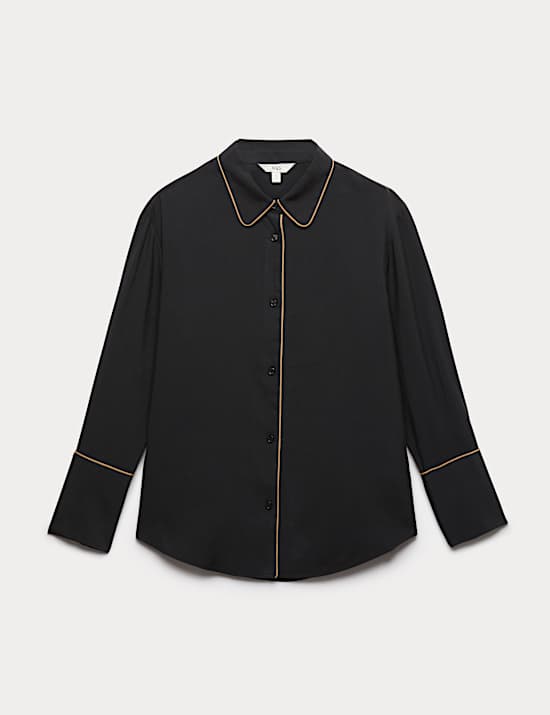 Modal Rich Piped Detail Collared Shirt