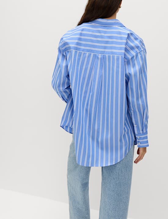 Pure Cotton Striped Girlfriend Shirt