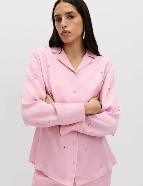 Sparkly Embellished Collared Shirt