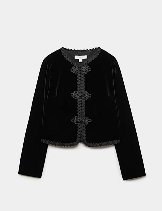 Velvet Mandarin Collar Top