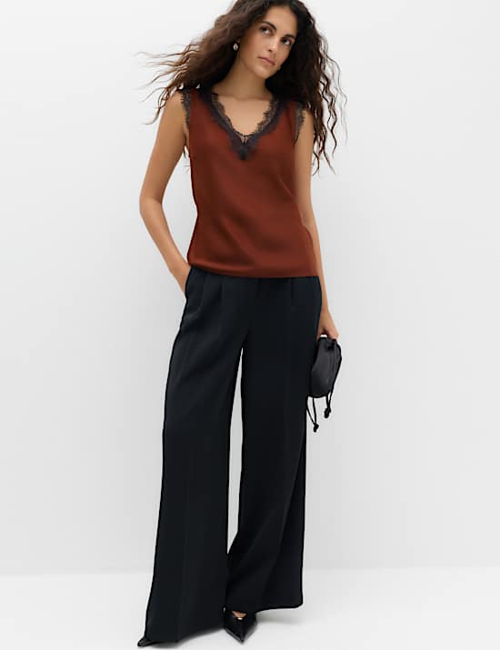 Lace Trim V-Neck Cami Top