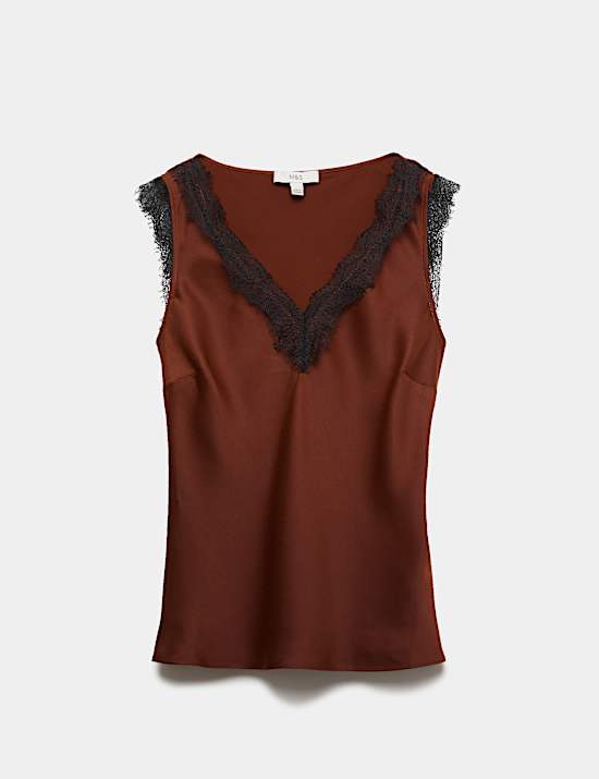 Lace Trim V-Neck Cami Top