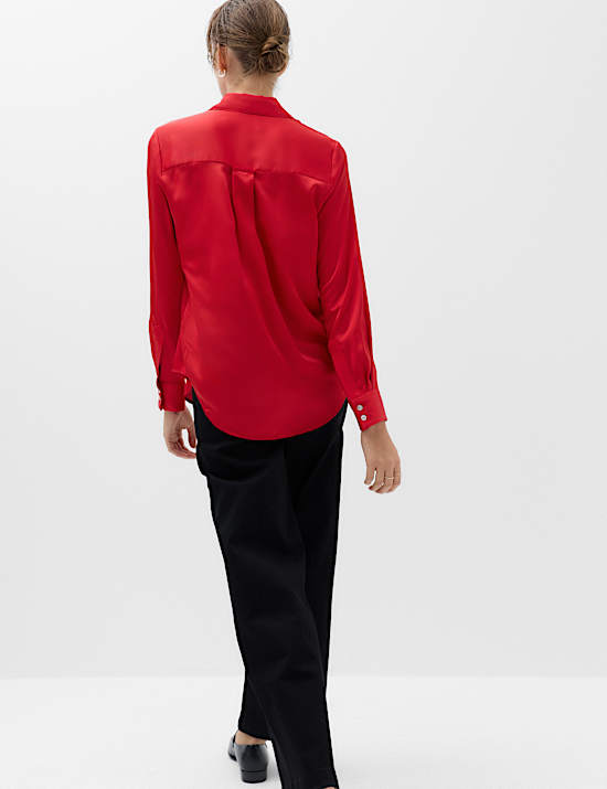 Satin Collared Button Through Shirt