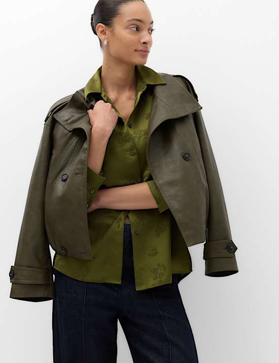 Satin Jacquard Utility Shirt