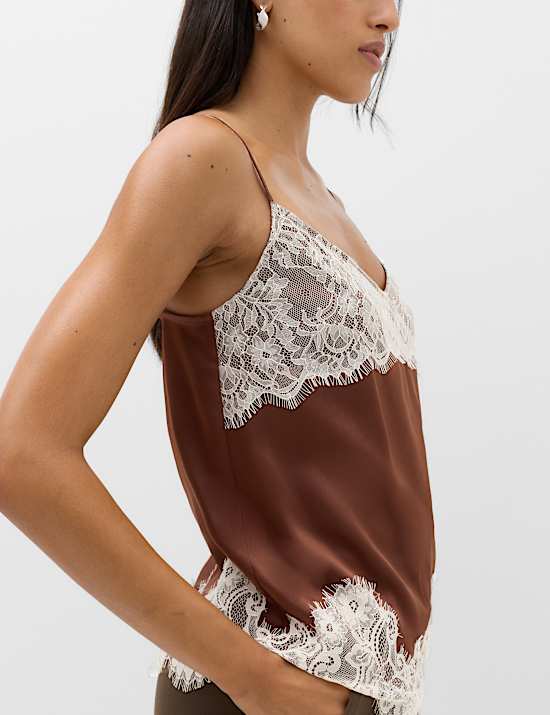 Longline Lace Insert Cami Top