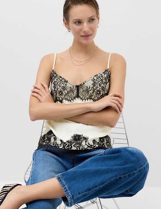 Longline Lace Insert Cami Top