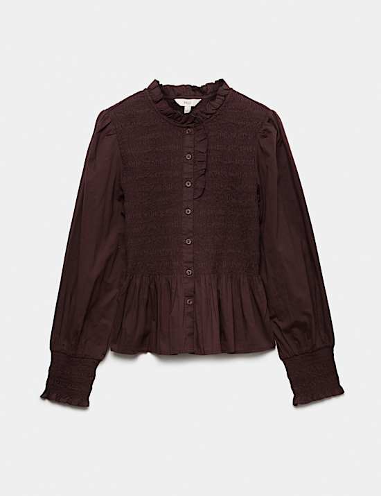 Pure Cotton Shirred Shirt